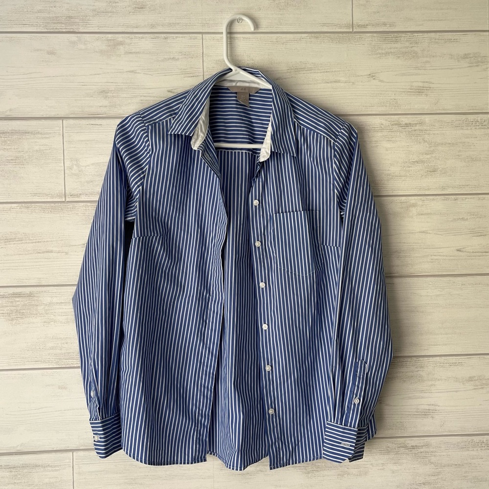 Blue White Striped Button Down